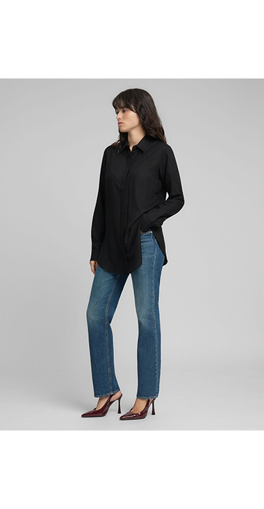 ストレートフィットロングシャツ 詳細画像 ブラック 4